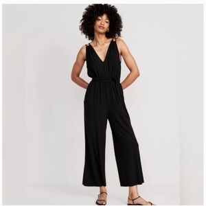 Black Sleeveless Double-Strap Ankle-Length Jumpsuit